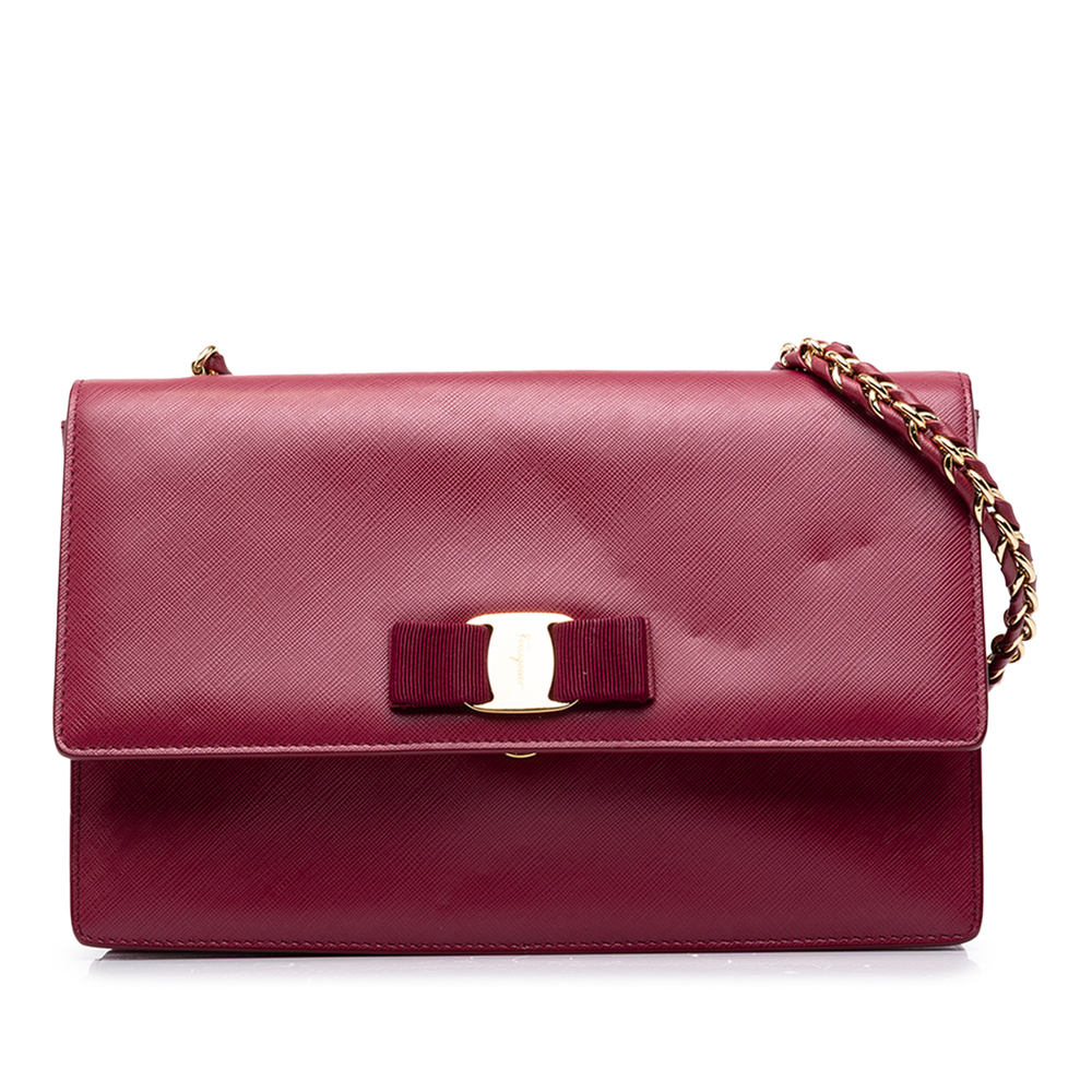 Pre-Loved Ferragamo Medium Leather Vara Ginny Crossbody